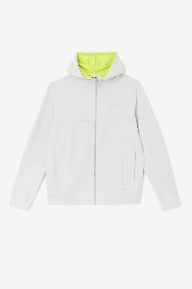 Fila Hoodie Mens White Kayra Full Zip - Ireland 42539-FPWI